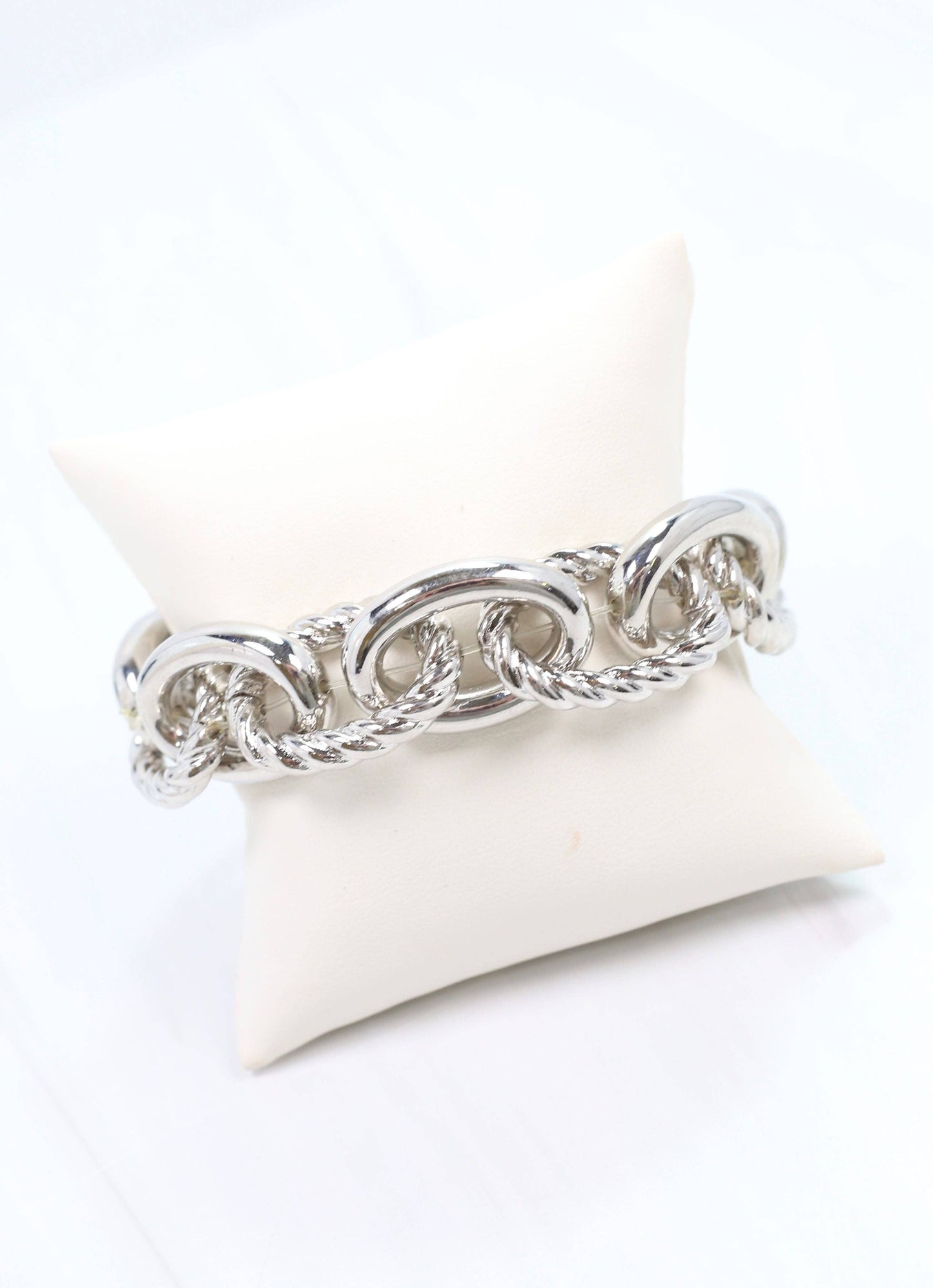 Caroline Hill - Cates Link Stretch Bracelet SILVER