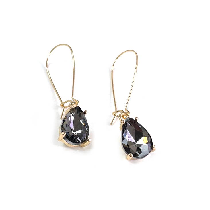 Midi Size Teardrop 5A Grade Glass Drop Kidney Wire Earrings