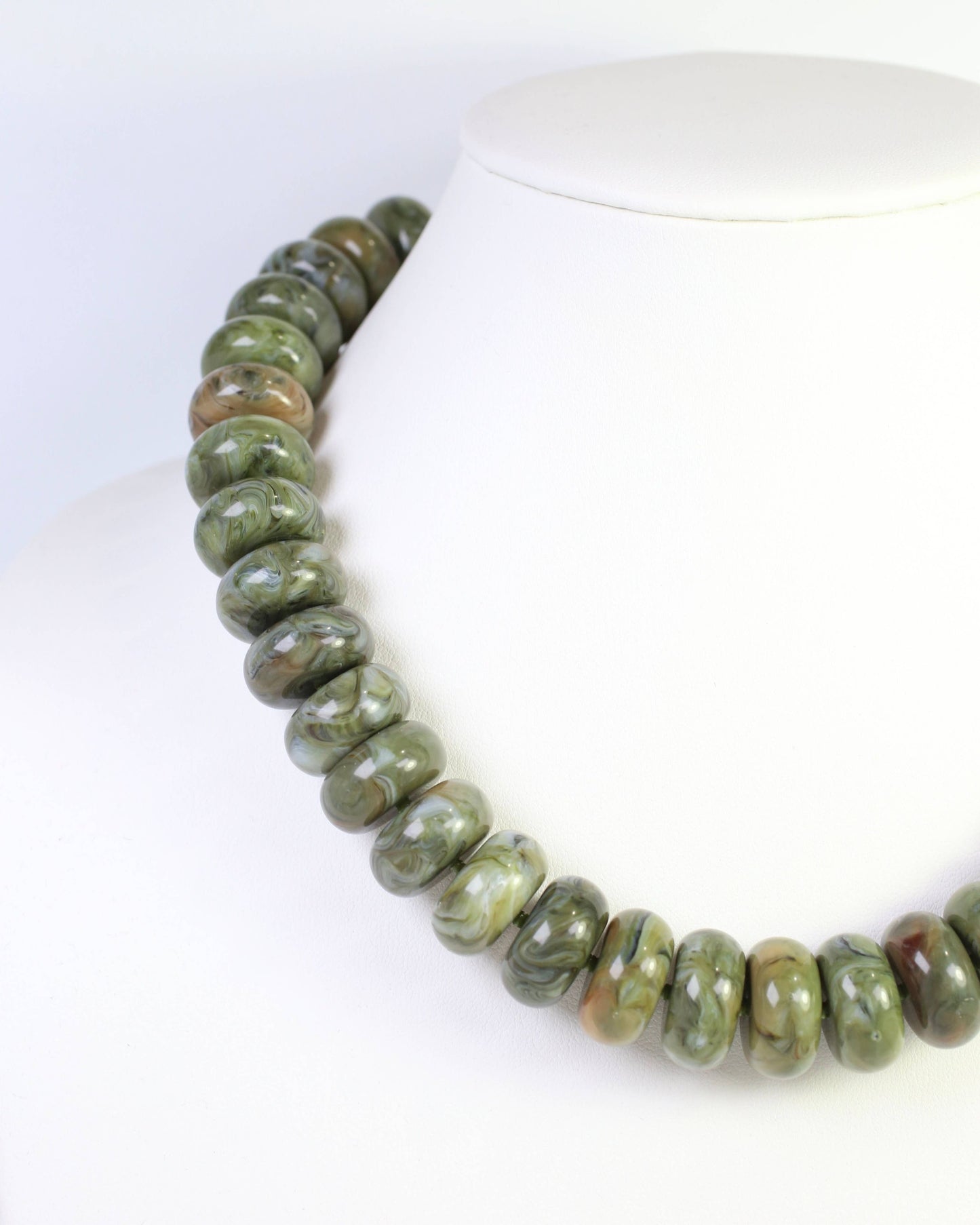 Caroline Hill - Pipestone Marble Beaded Necklace Olive