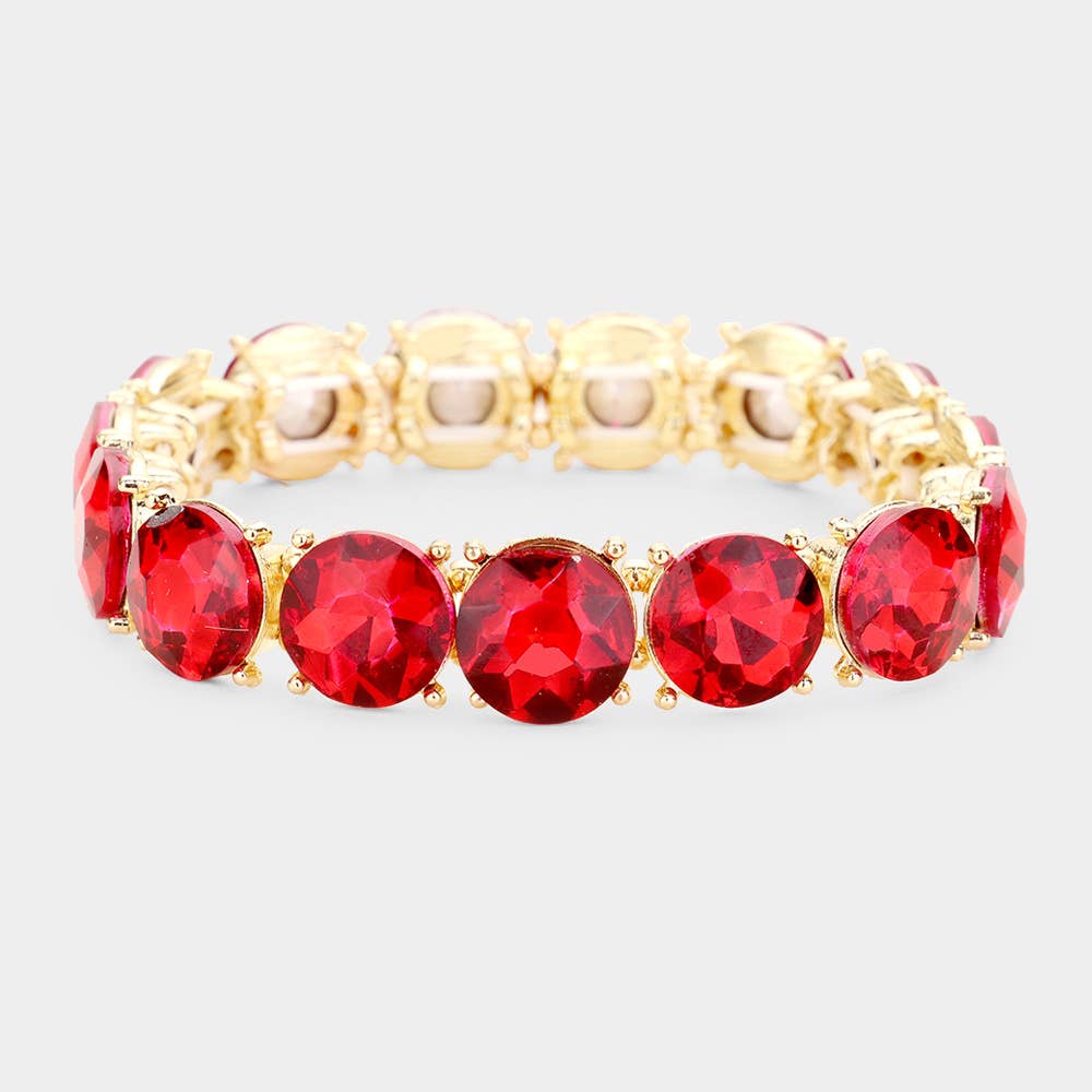Pink Crystal Round Stretch Bracelet