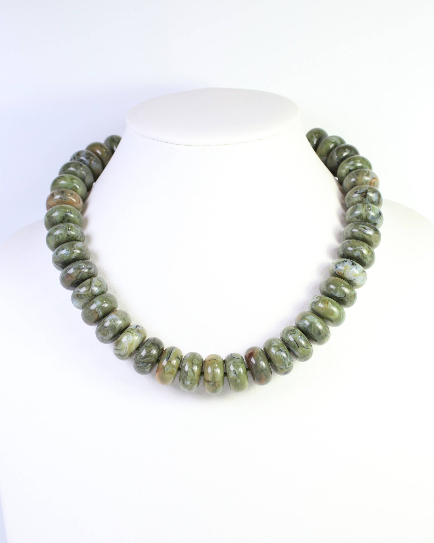 Caroline Hill - Pipestone Marble Beaded Necklace Olive