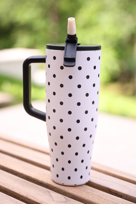 Jess Lea - White Polka Dot Sleek Tumbler