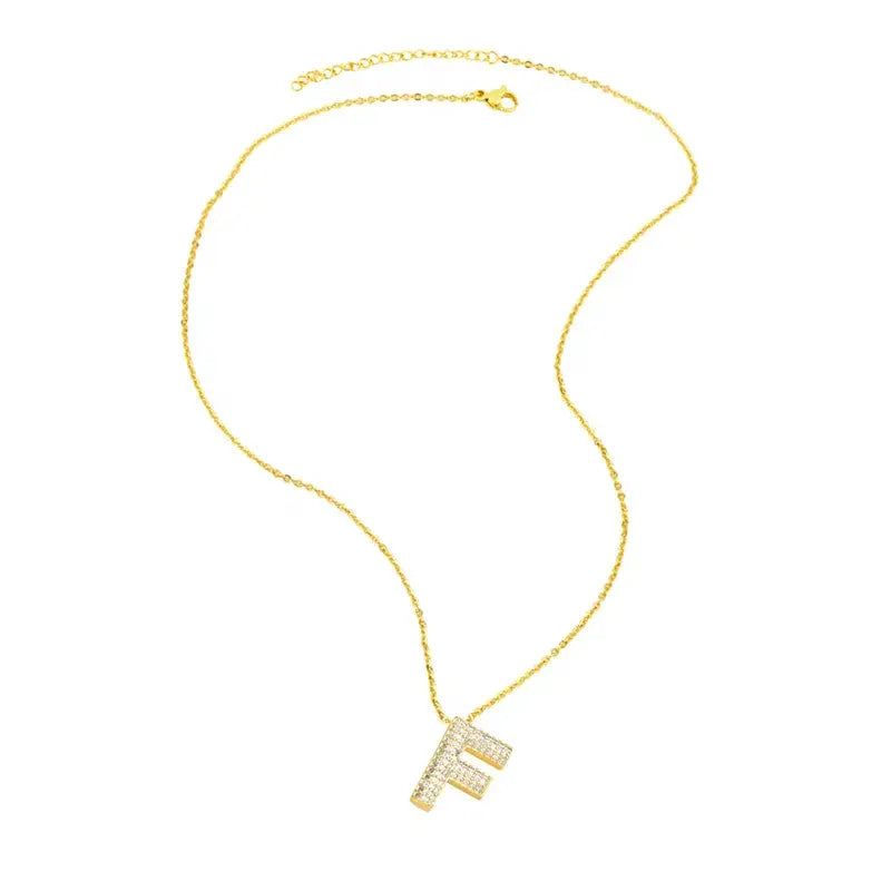 18K Gold Plated Rhinestone- Initial Necklaces
