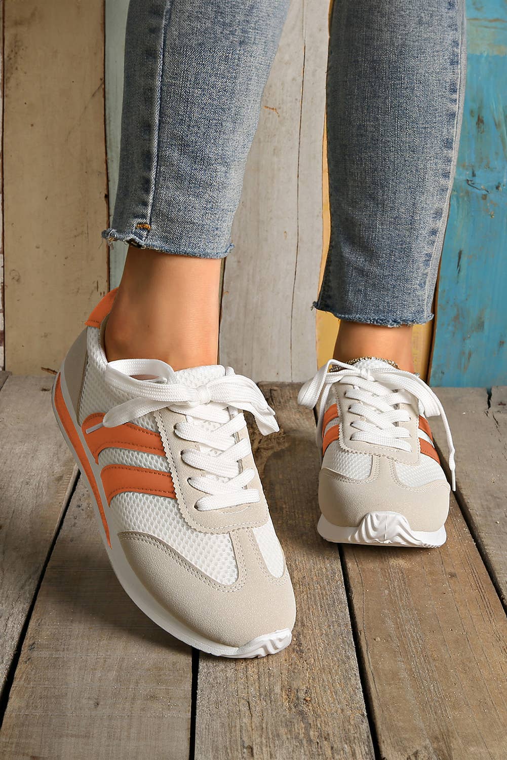 Orange Color Block Sneakers