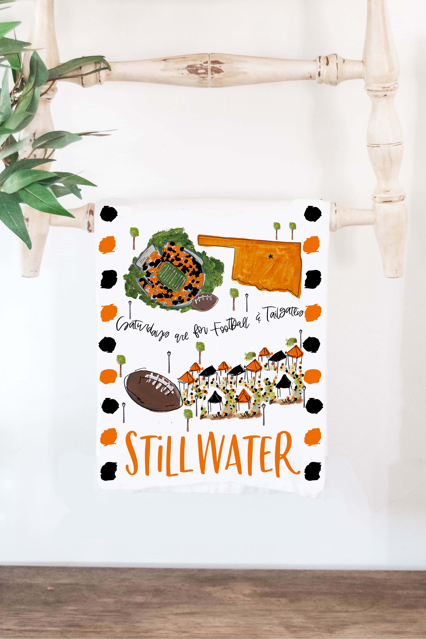 OSU- Saturdays in Stillwater, OK Tea Towel