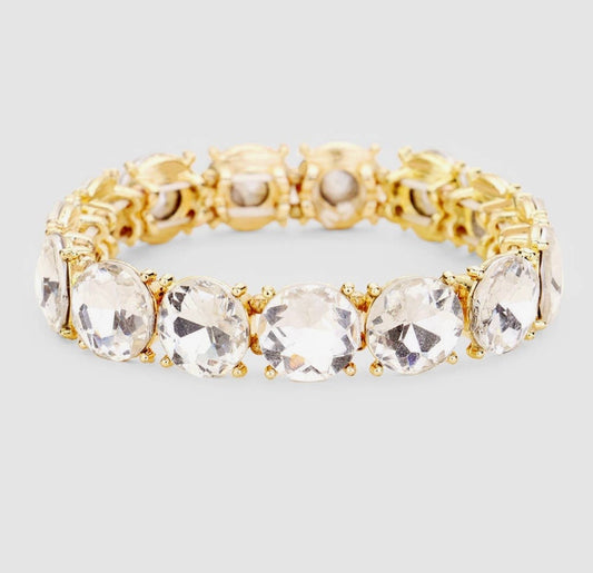 Clear Round Crystal Stretch Bracelet