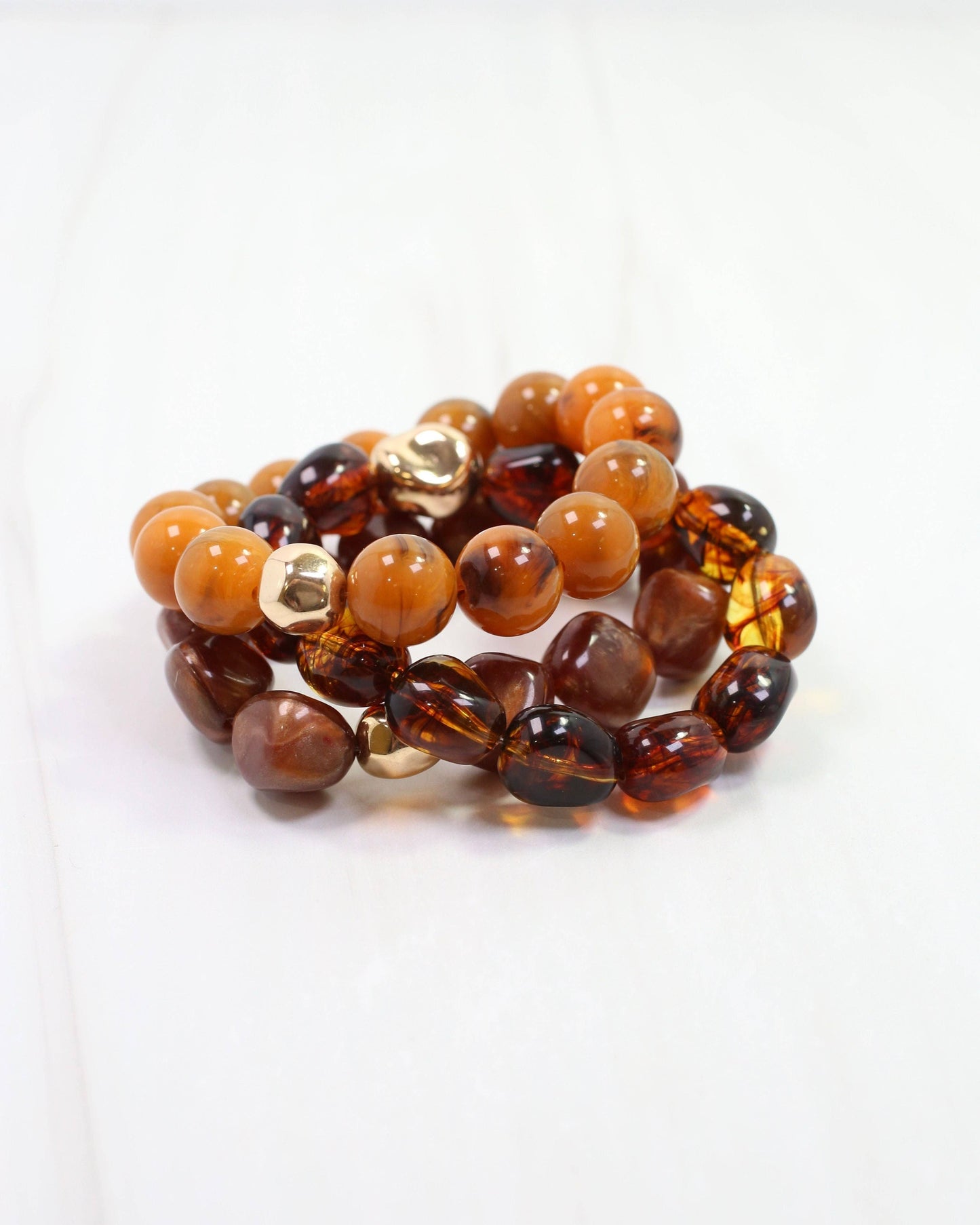 Caroline Hill - Doris Beaded Bracelet Set Brown