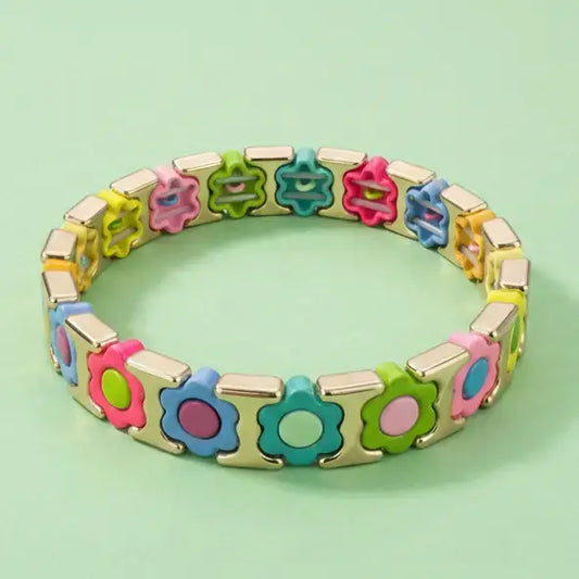 Taylor Elliott Designs - Enamel Stretch Bracelet - Flowers - Florence - Asst Styles