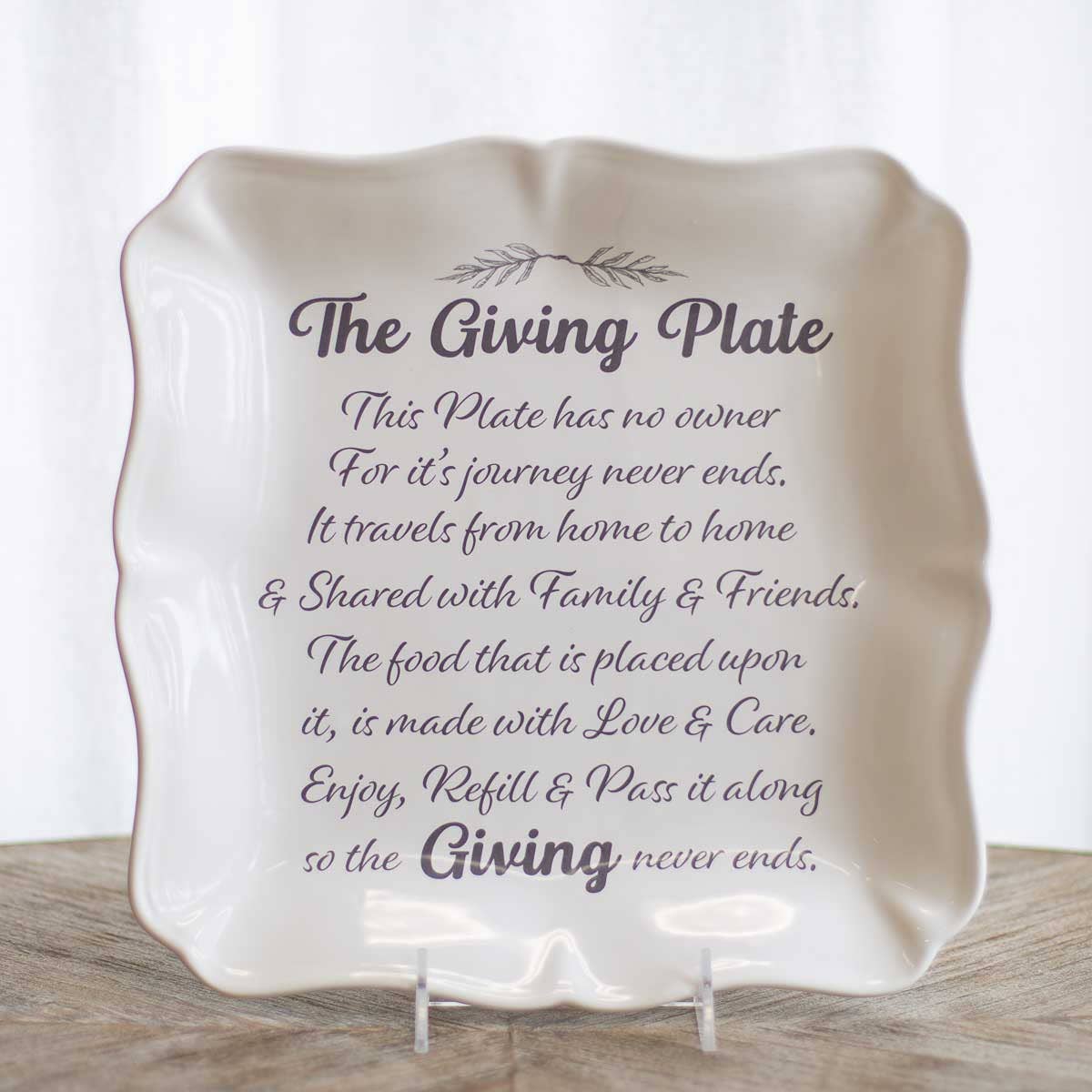 The Giving Plate -Square Platter   White/Gray   11.5x11.5