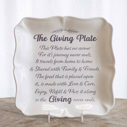 The Giving Plate -Square Platter   White/Gray   11.5x11.5