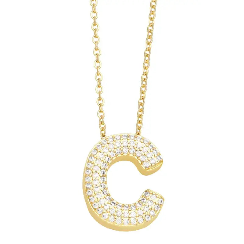 18K Gold Plated Rhinestone- Initial Necklaces