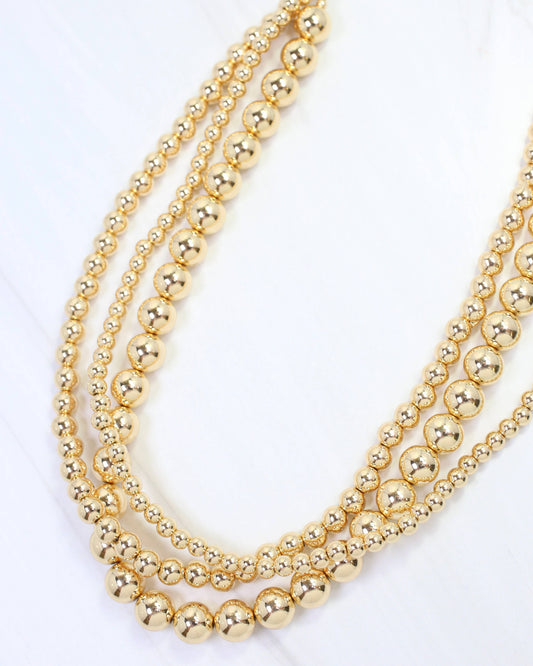 Caroline Hill - Bailey Layered Beaded Necklace Gold