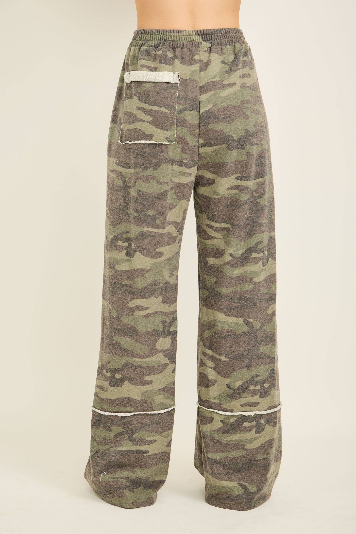 Washed Camo Terry Wideleg pants