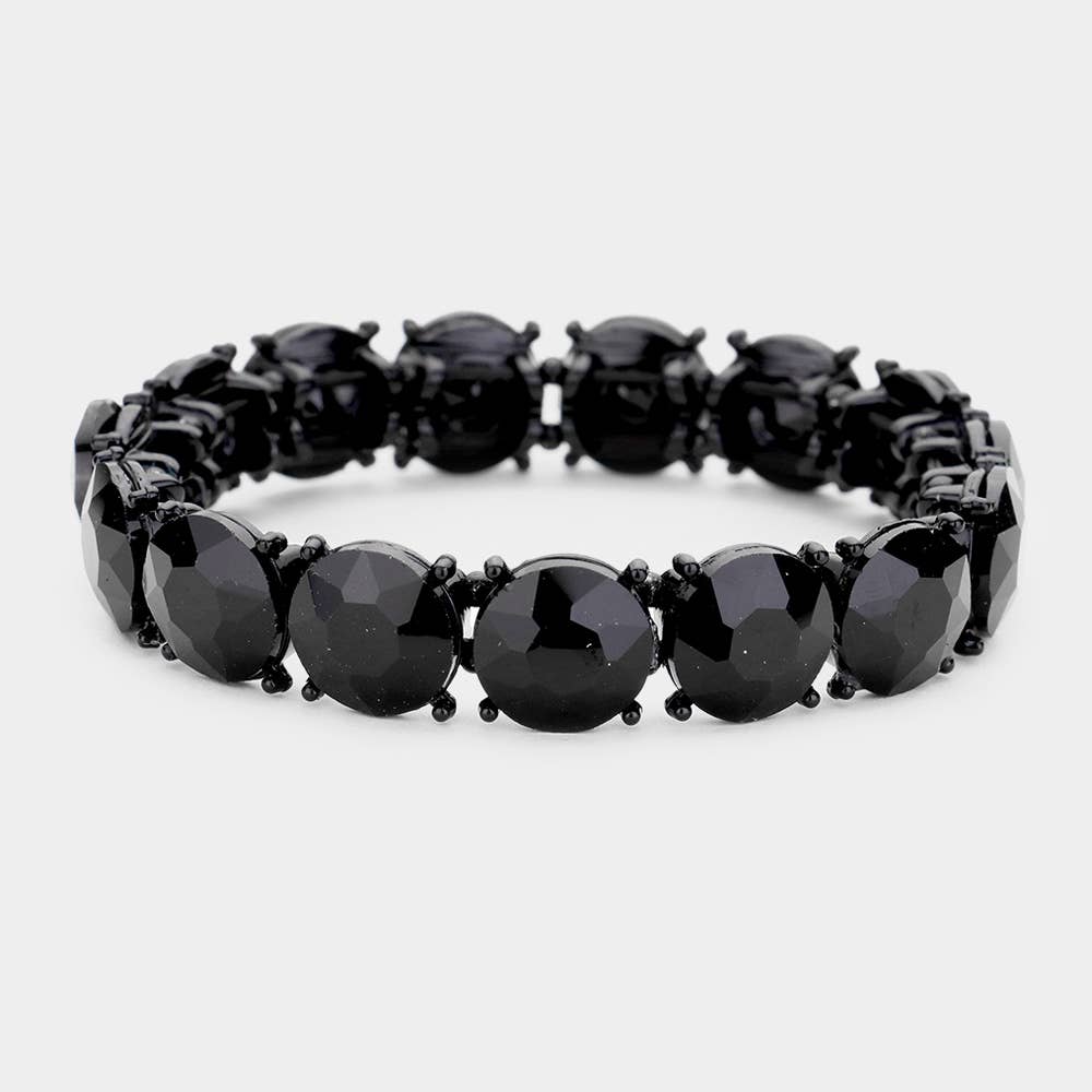 Pink Crystal Round Stretch Bracelet