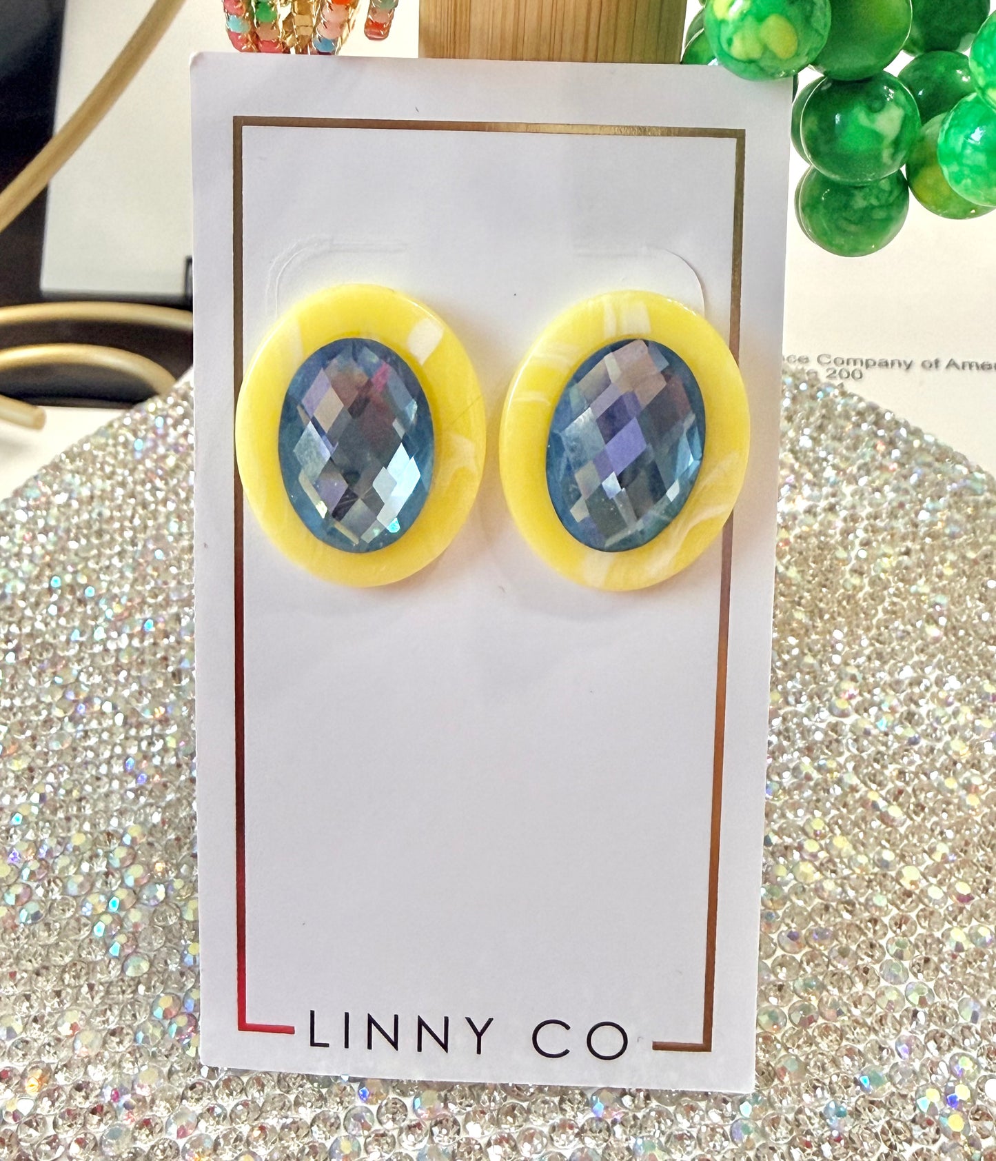 Olivia Statement Earrings Oval-Almalfi Blue