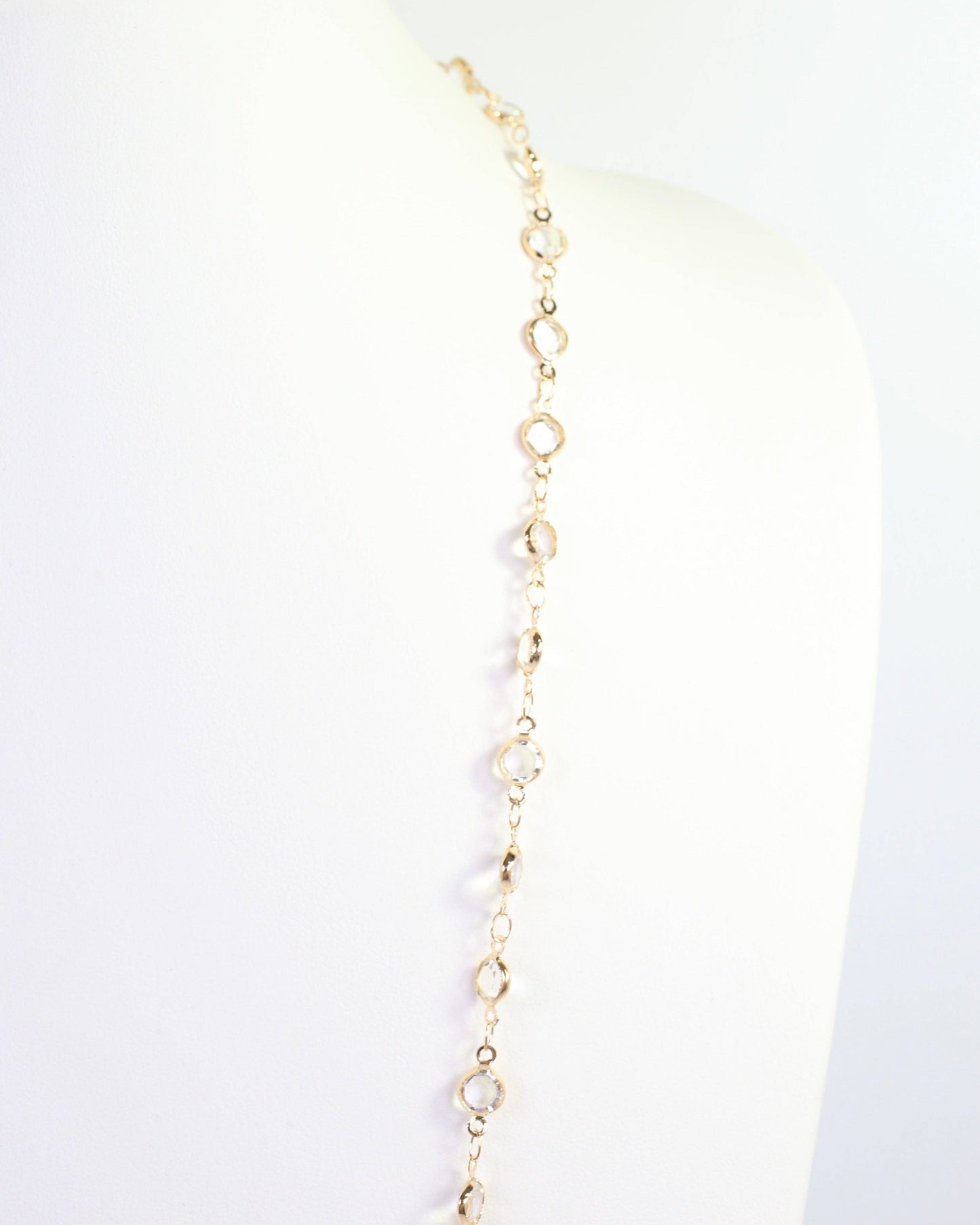 Caroline Hill - Arely Long Crystal Necklace Gold