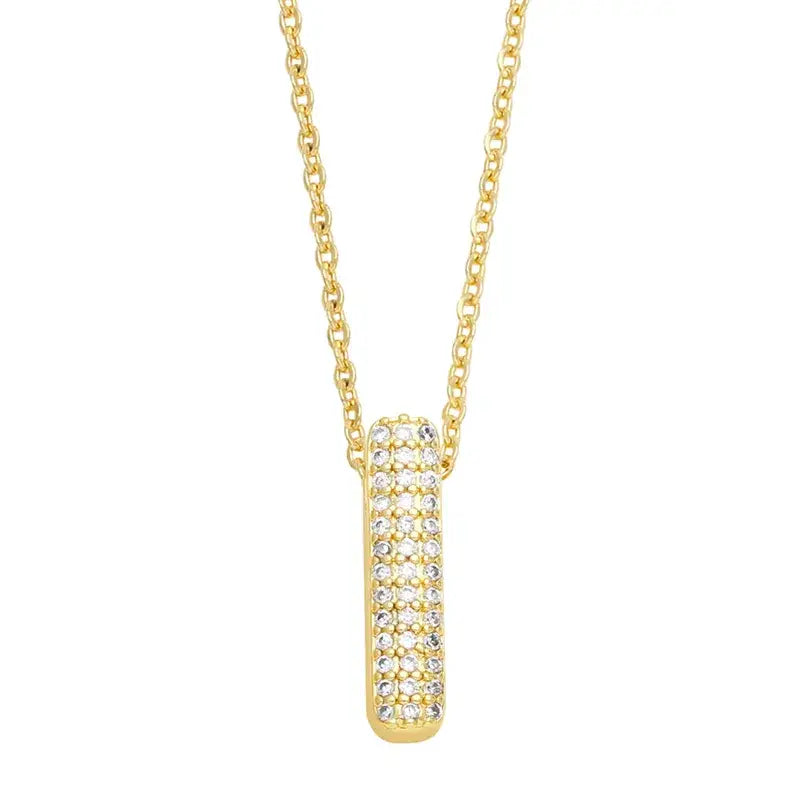 18K Gold Plated Rhinestone- Initial Necklaces