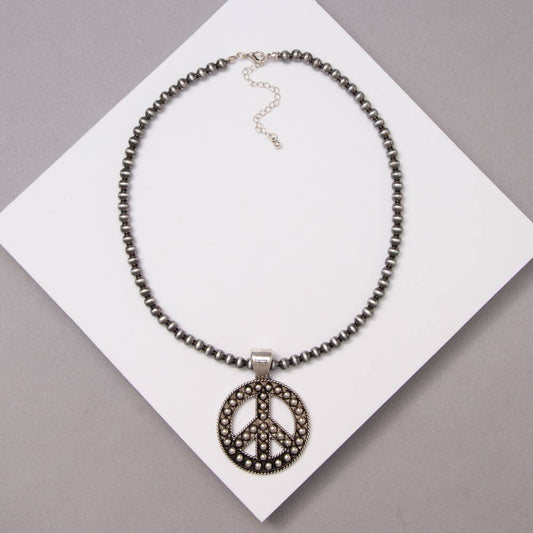 Western Navajo Peace Sign Necklace
