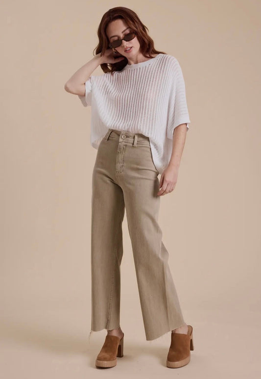 Stone-straight wide leg denim pants