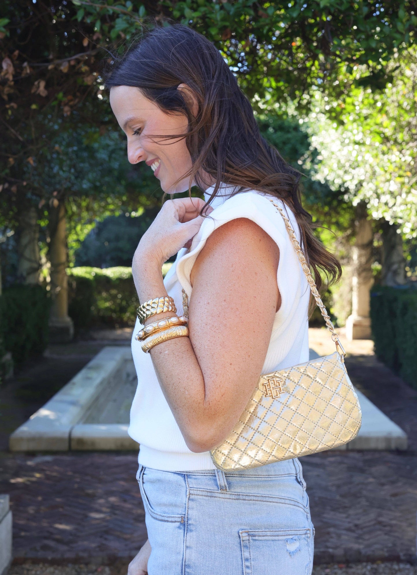 Caroline Hill - Livi Quilted Crossbody CHAMPAGNE POP