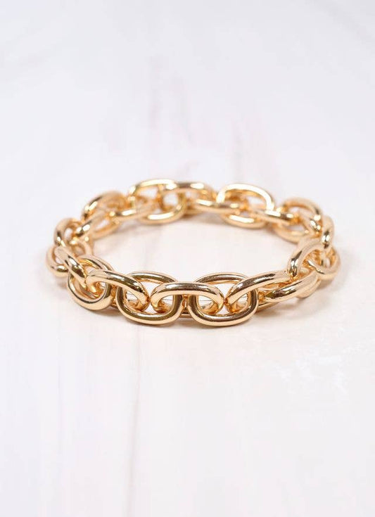 Caroline Hill - Teresa Link Stretch Bracelet GOLD