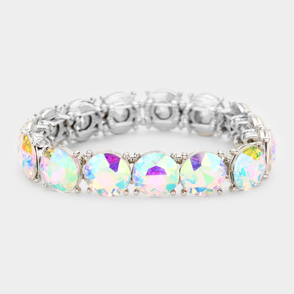 Pink Crystal Round Stretch Bracelet