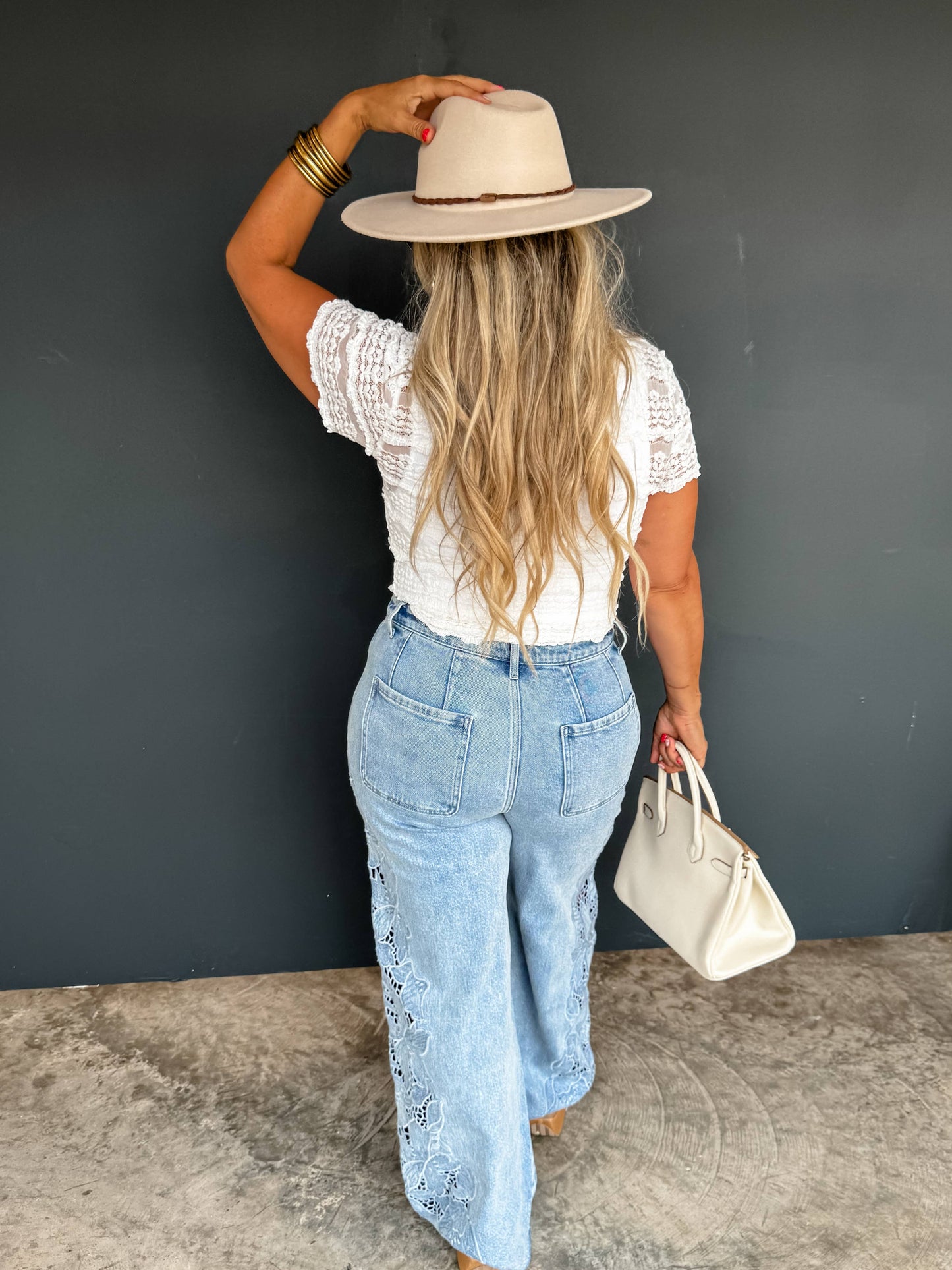 Lace Cutout WIDE LEG JEAN
