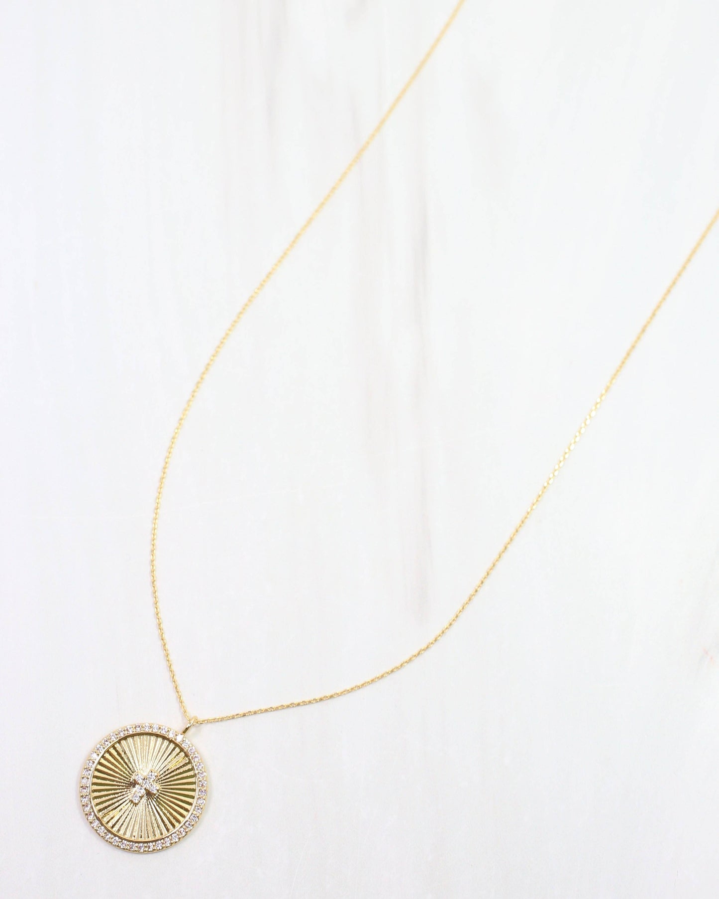 Caroline Hill - Etta CZ Cross Pendant Necklace WR Gold