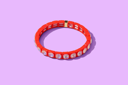 Taylor Elliott Designs - Enamel Stretch Bracelet - Small Gems - Zoe - RED