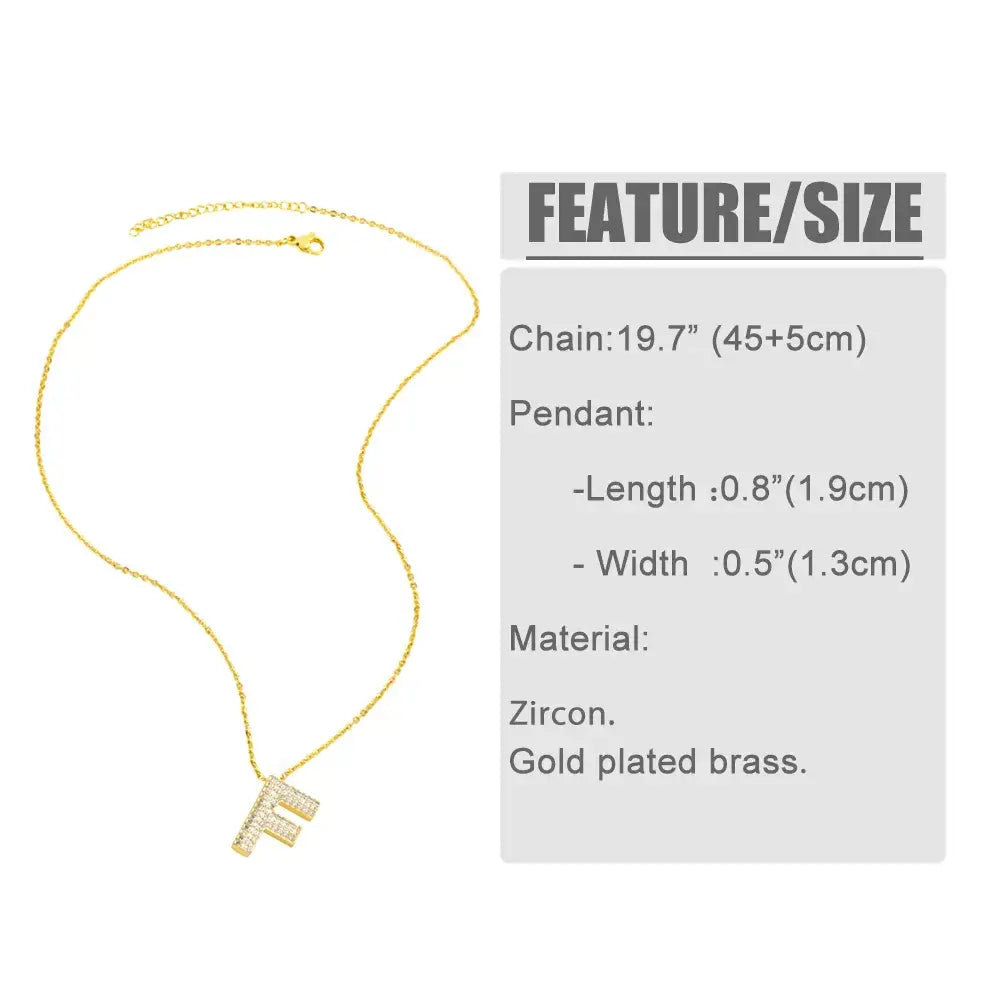 18K Gold Plated Rhinestone- Initial Necklaces
