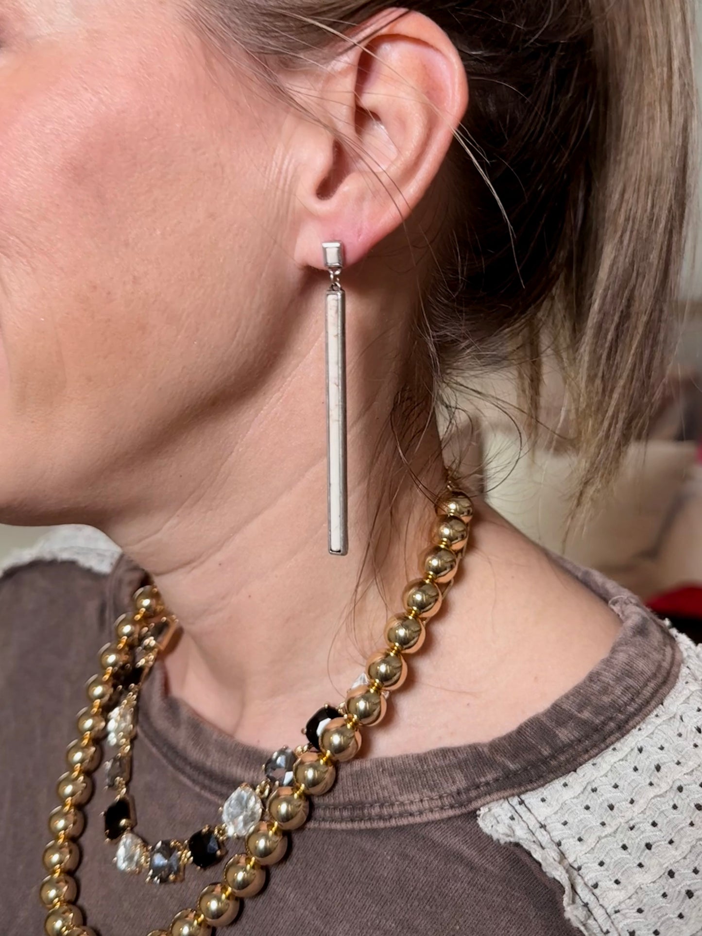 Western Bar Stone Earrings