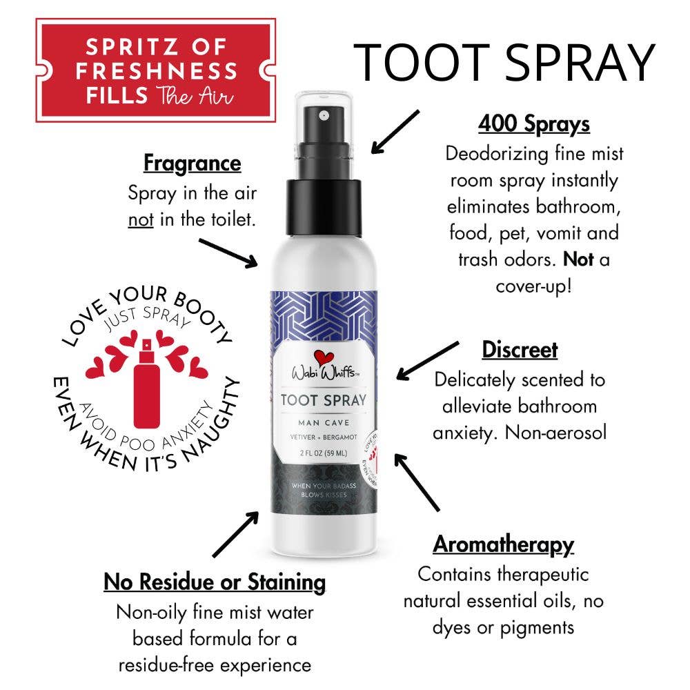 Wabi Whiffs - 2oz Man Cave (Bergamot + Vetiver) TooT Spray Air Care