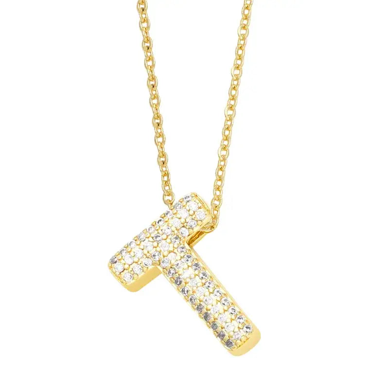 18K Gold Plated Rhinestone- Initial Necklaces