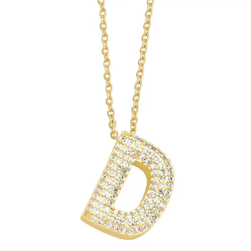 18K Gold Plated Rhinestone- Initial Necklaces