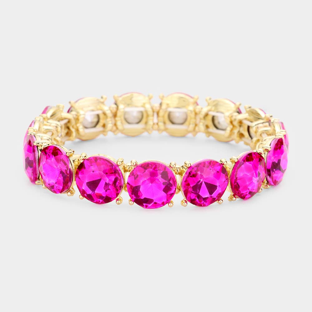 Pink Crystal Round Stretch Bracelet