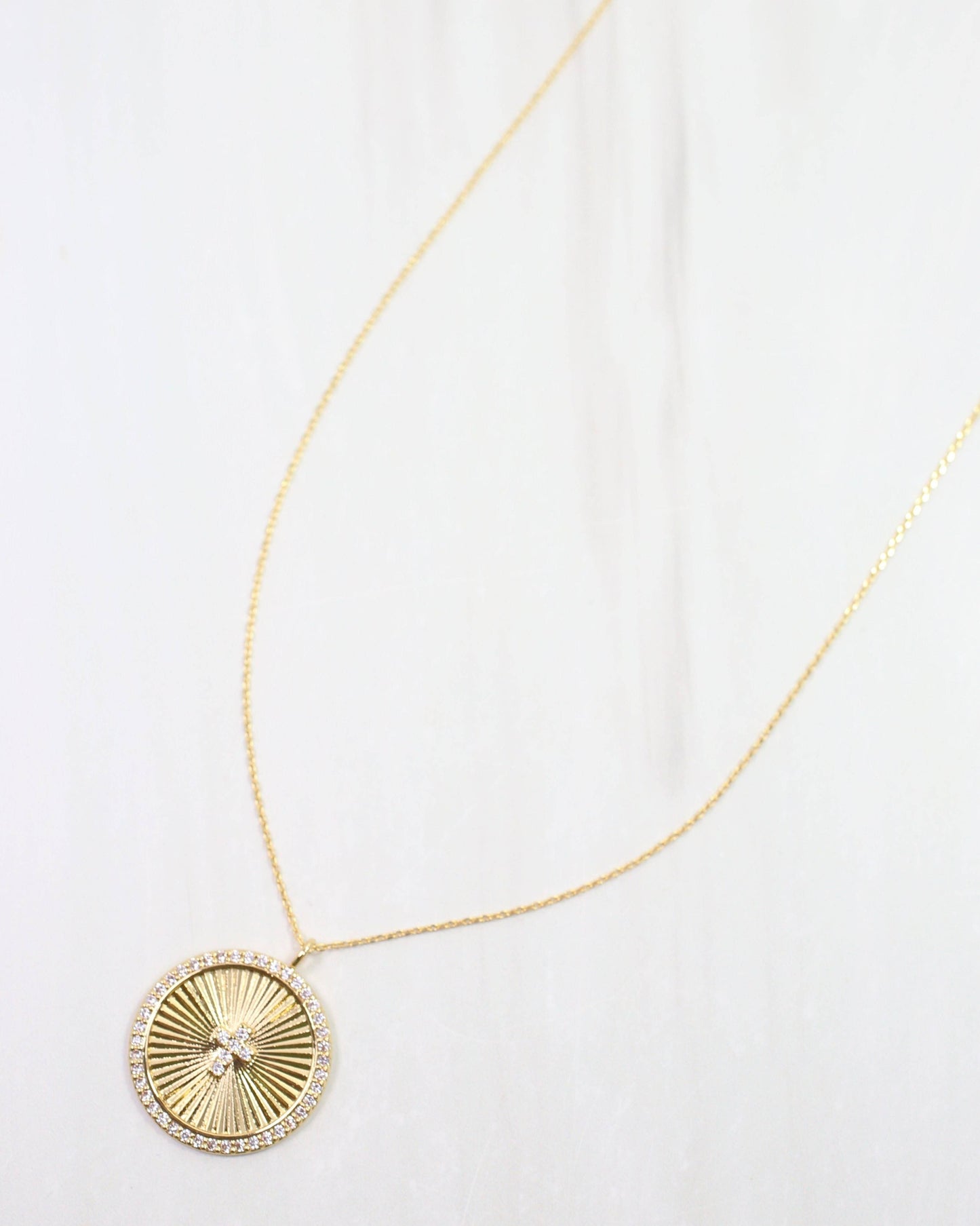 Caroline Hill - Etta CZ Cross Pendant Necklace WR Gold