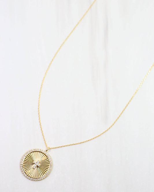 Caroline Hill - Etta CZ Cross Pendant Necklace WR Gold