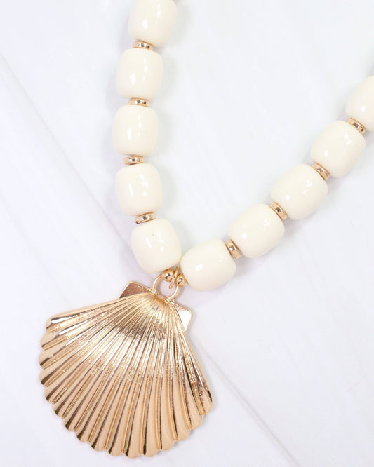 Caroline Hill - Muriel Beaded Shell Necklace Ivory