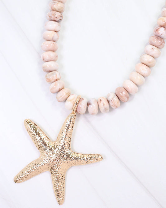 Caroline Hill - Aster Beaded Starfish Necklace Blush