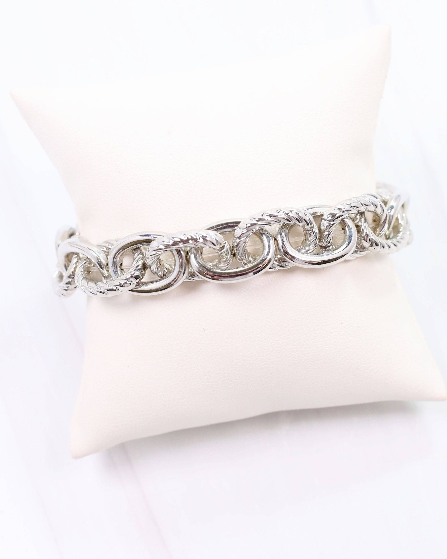 Caroline Hill - Morella Link Stretch Bracelet Silver