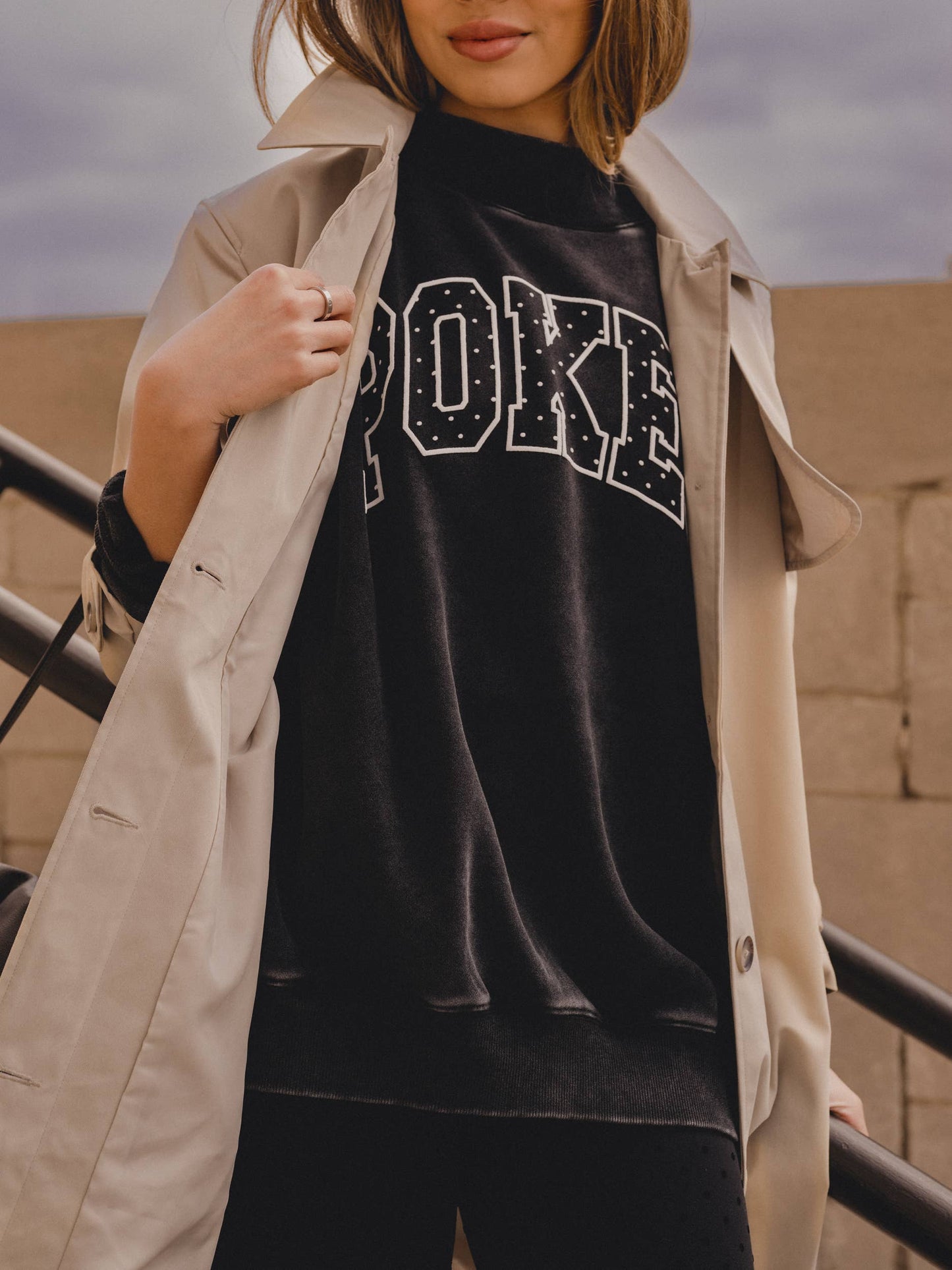 LivyLu - OSU Cowboys Polka Dot Puff Weekend Mock Neck Sweatshirt