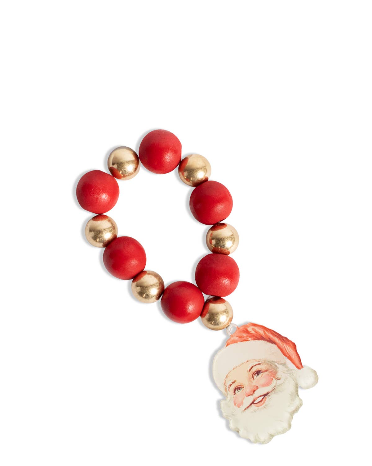 Vintage Santa Bead Napkin Ring   Red-2”