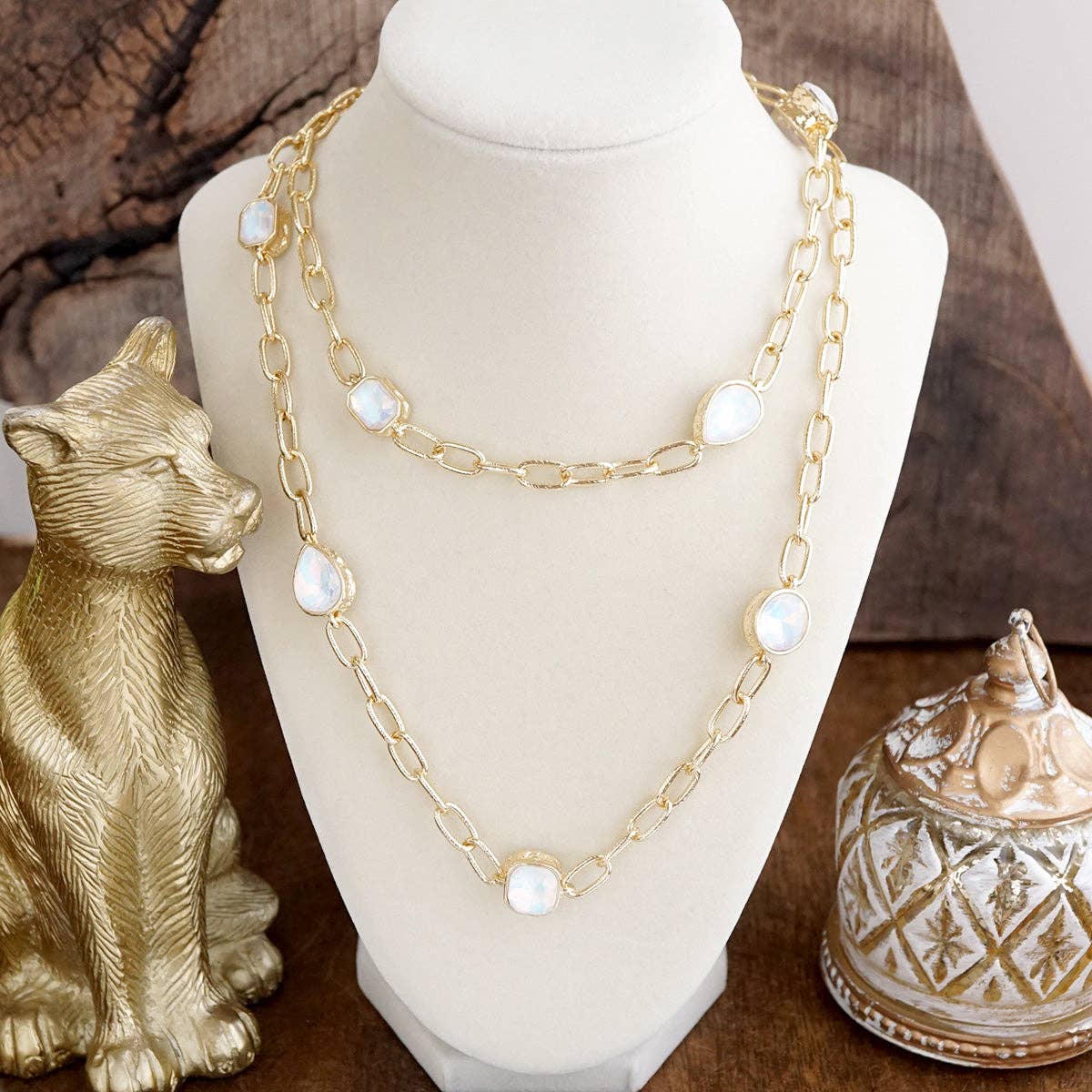 Opal Long Crystal Necklace