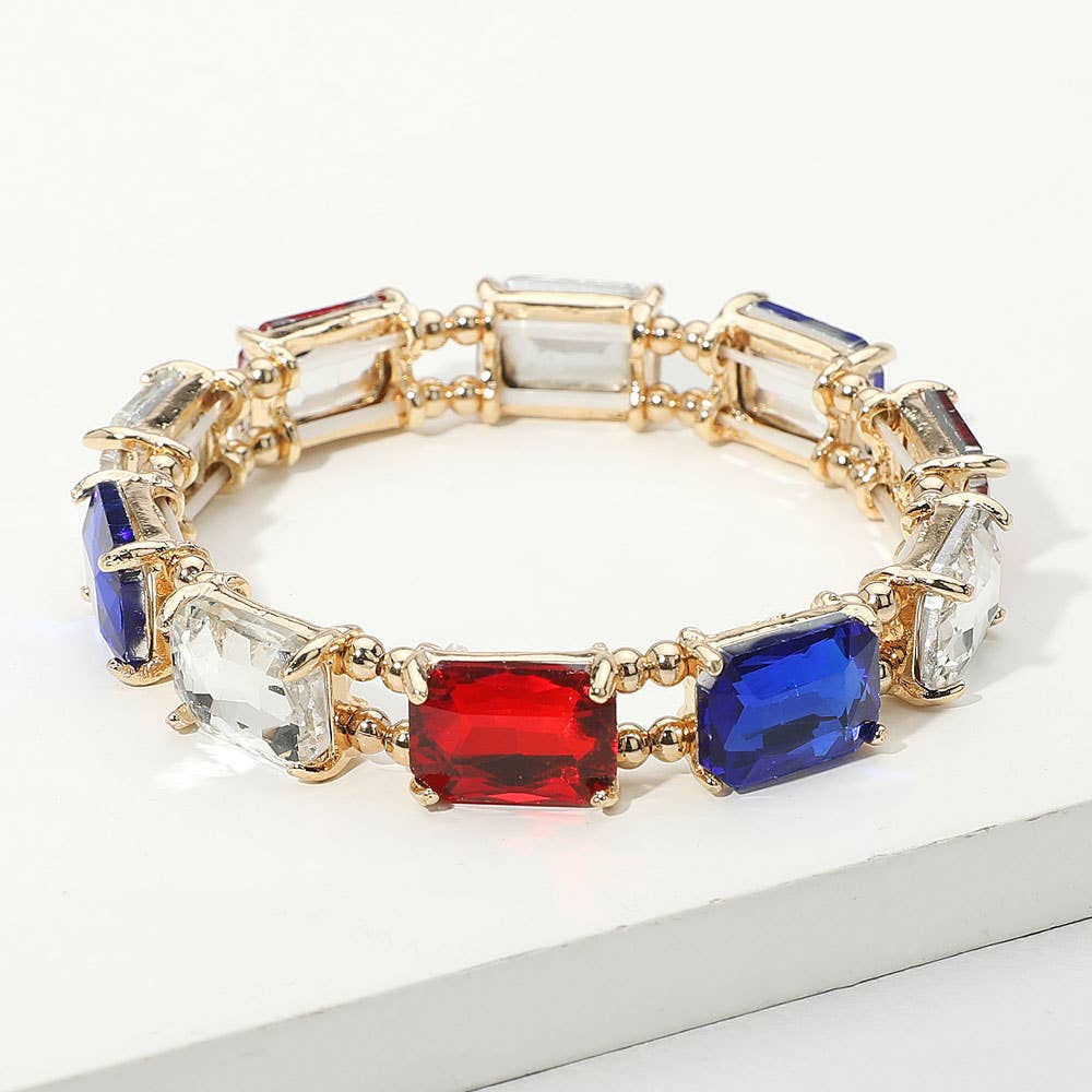 Emerald Cut Stone Stretch Bracelet
