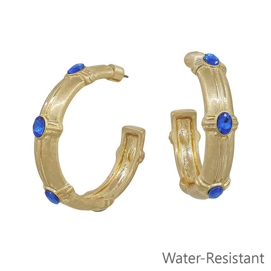 Blue Crystal Hoop Earring