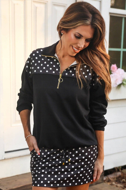 Jess Lea - Mia Printed Pullover- After Dark Polka Dot