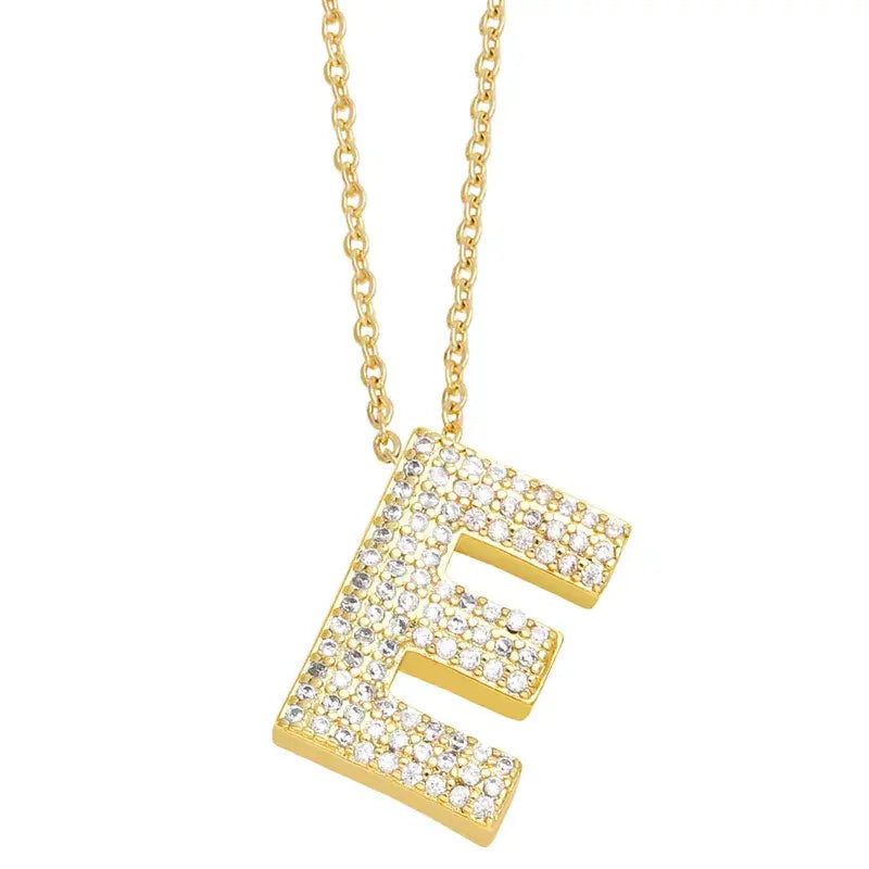 18K Gold Plated Rhinestone- Initial Necklaces