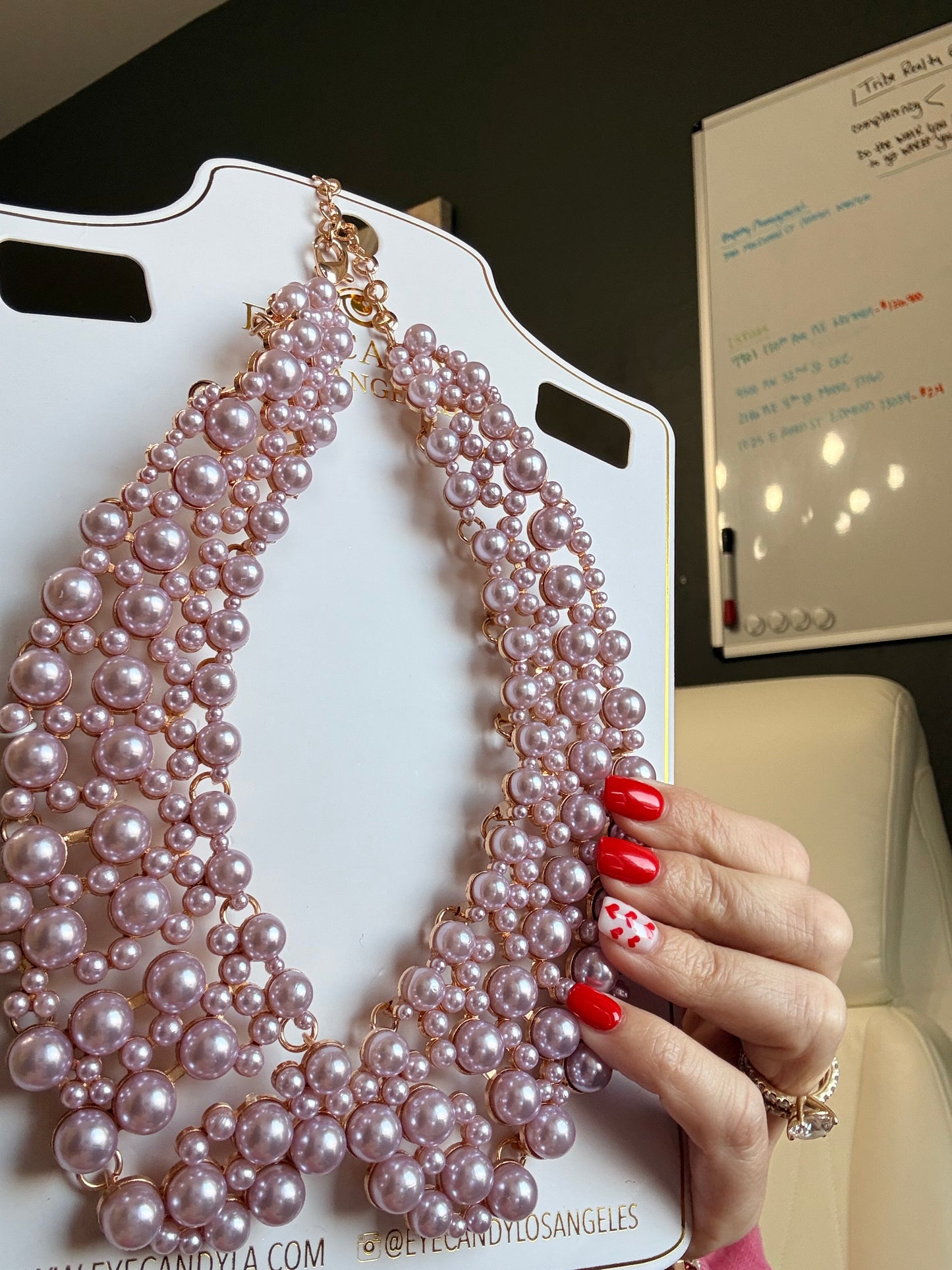 Lavender Pearl Collar Necklace