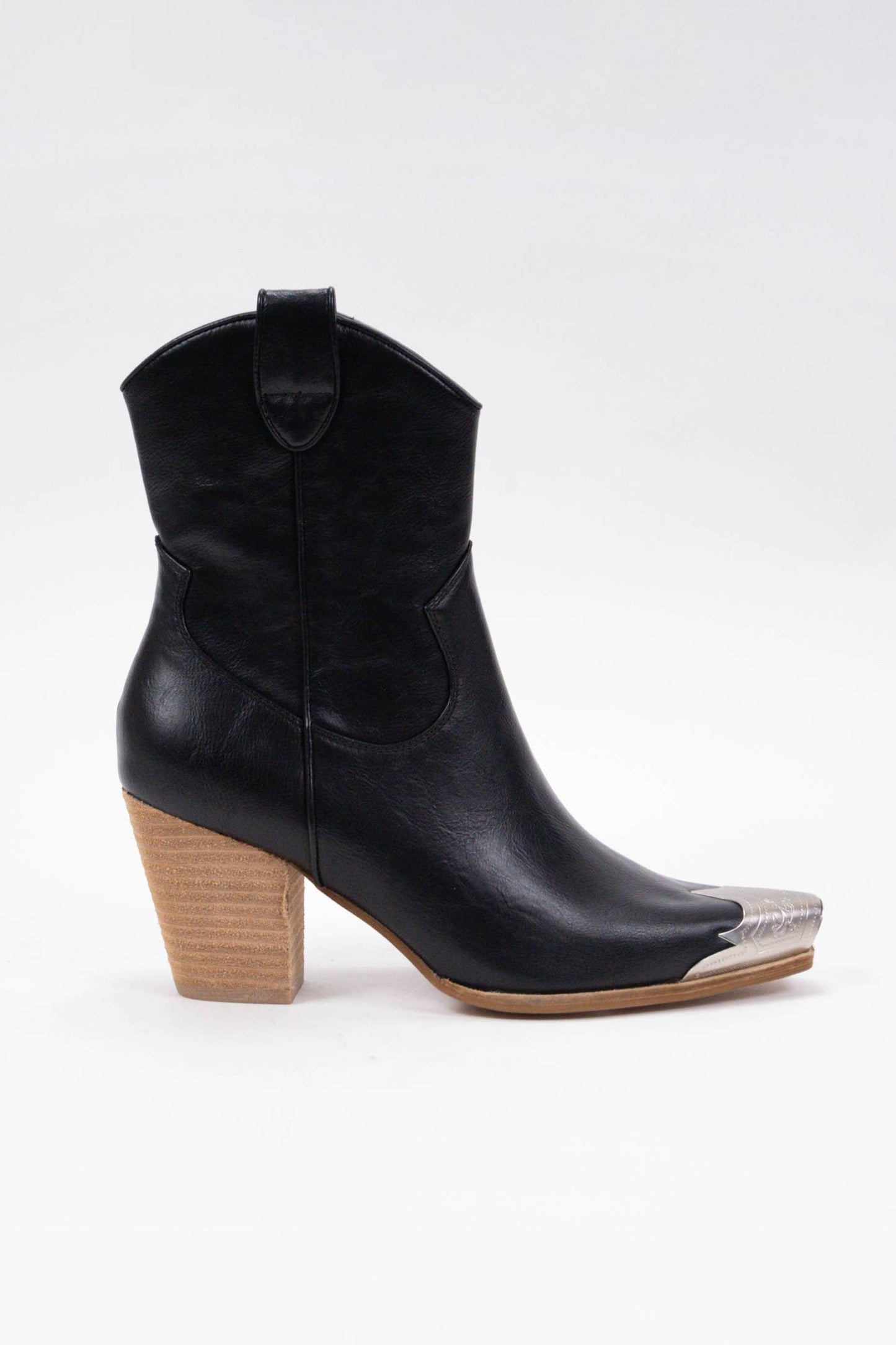 Black METALLIC TOE COWBOY BOOTS