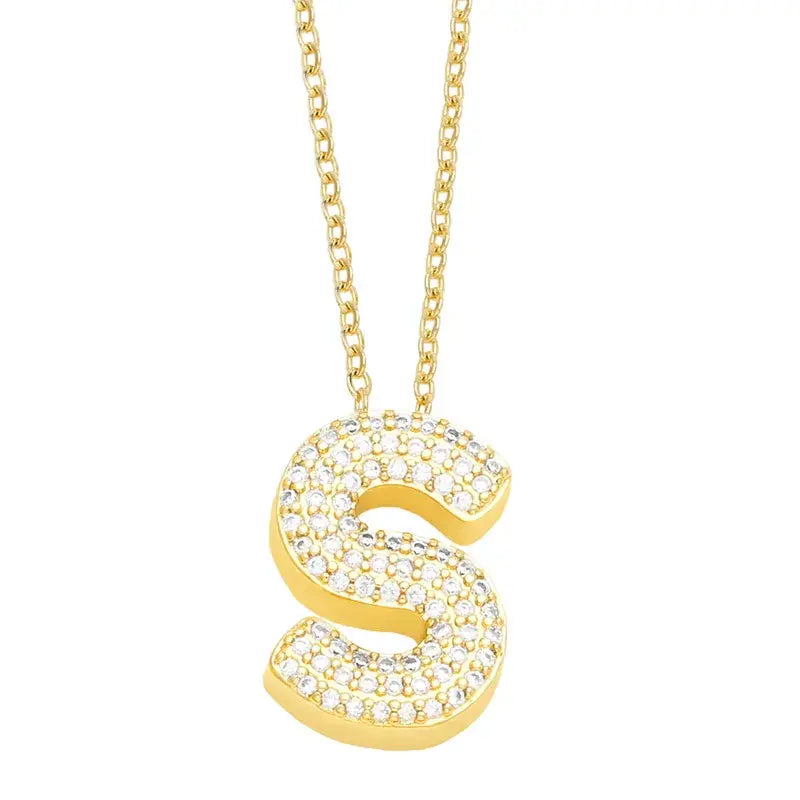 18K Gold Plated Rhinestone- Initial Necklaces